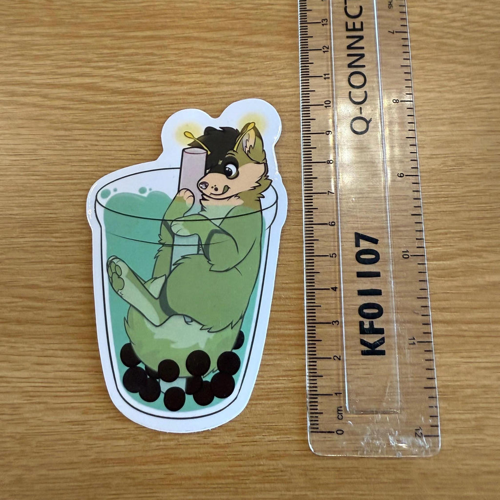 Matcha Space Pup, Adorable Boba Drink Decal, Furry Art Vinyl, Kawaii Art, Laptop Water Bottle Gift