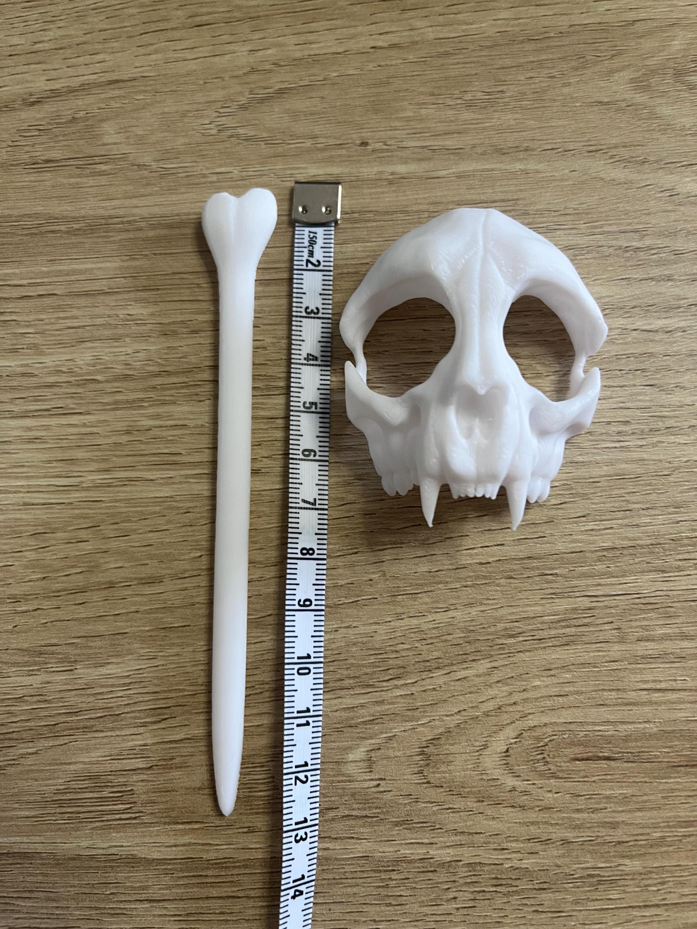 Unique 3d printed feline cat skull shawl pin, vulture culture, gothic, fantasy, macabre, witchy, alternative fashion accessory