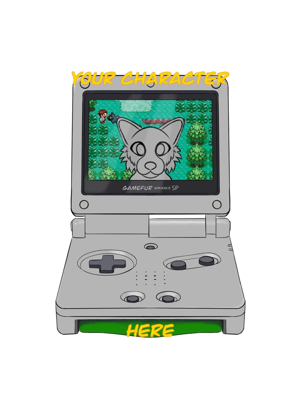 Custom Fursona GB Flip YCH Con Badge