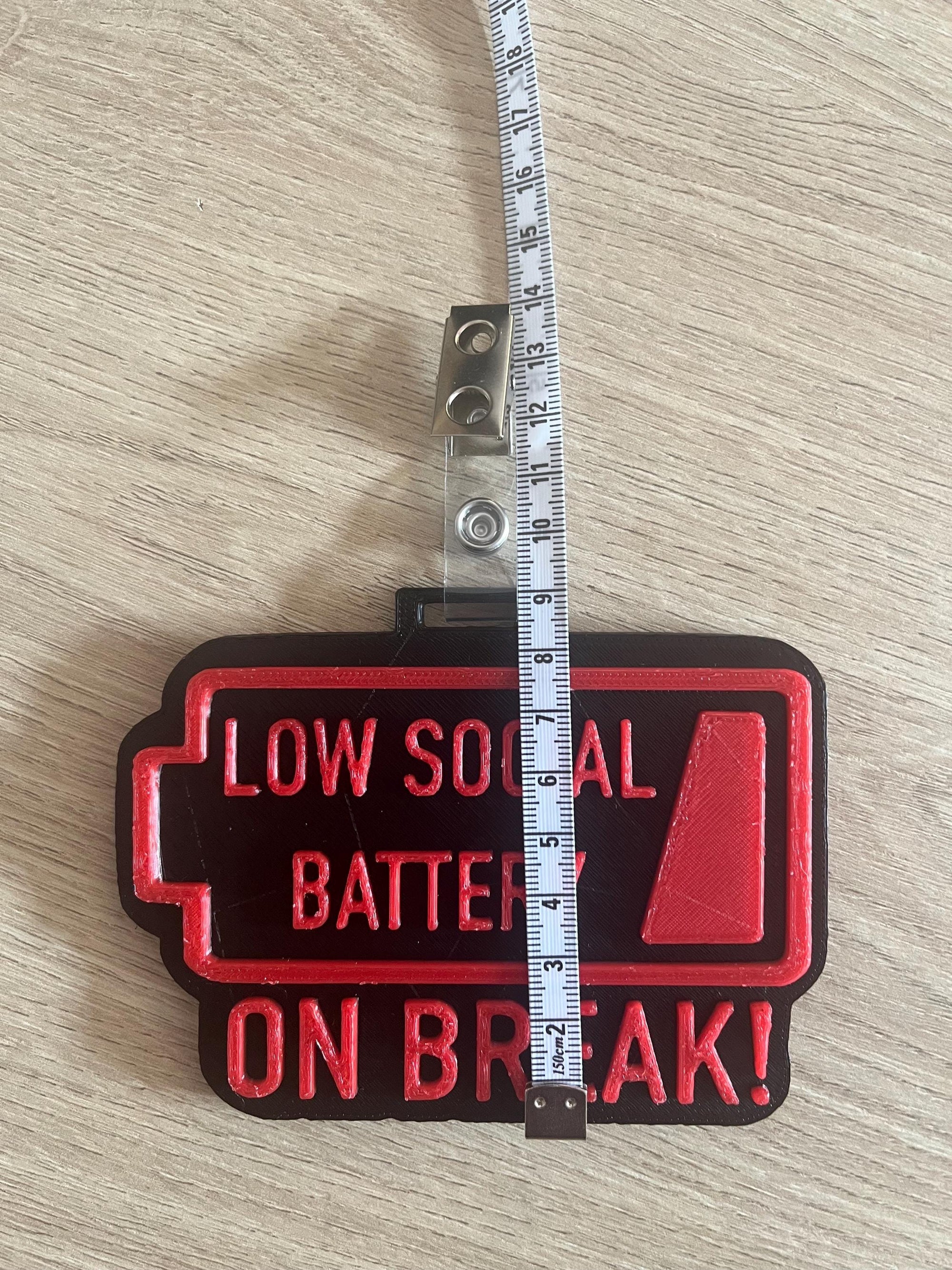 3d printed low social battery- on break! Fursuit badge, convention accessory, furry gifts, sensory aid, fursuiter, furry fandom