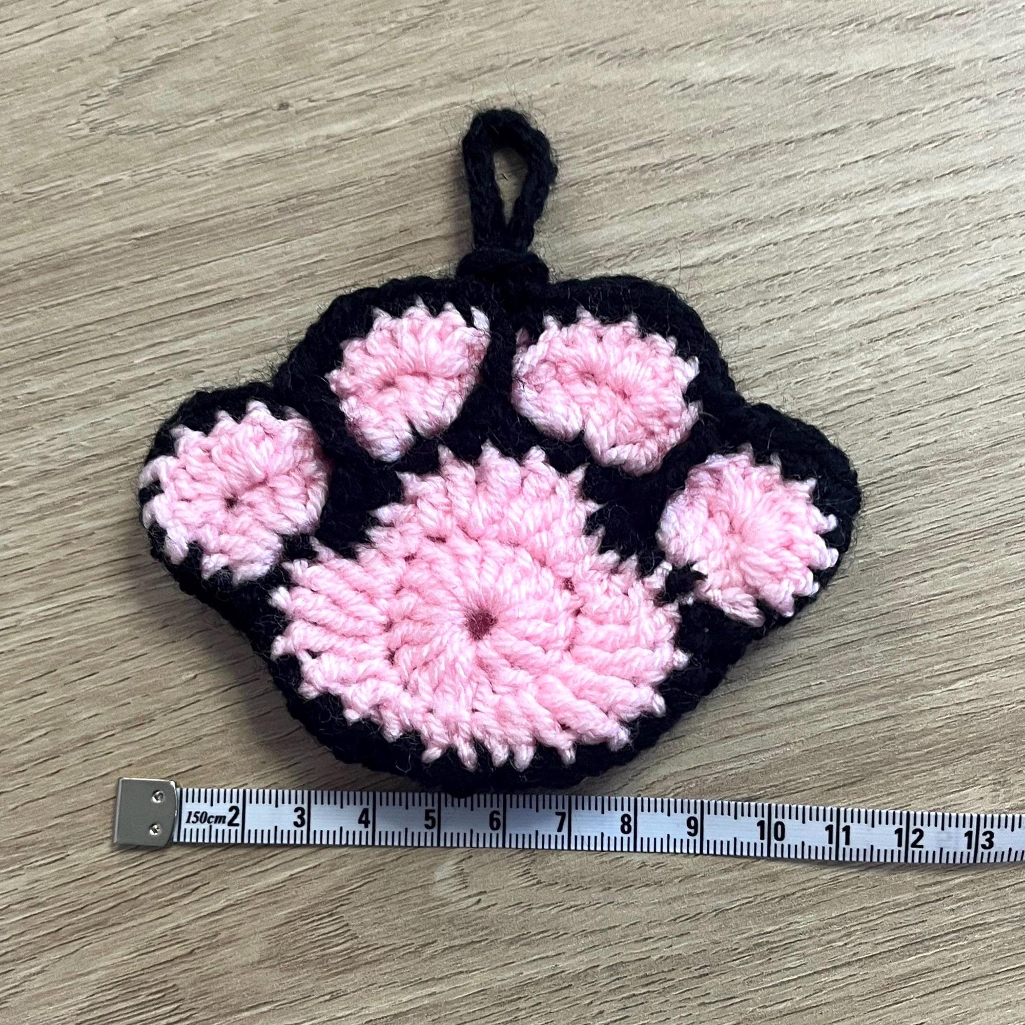 Crochet Paw Print Pouch, Kawaii cat paw accessory pouch, cute animal lover, handmade keyring bag charm