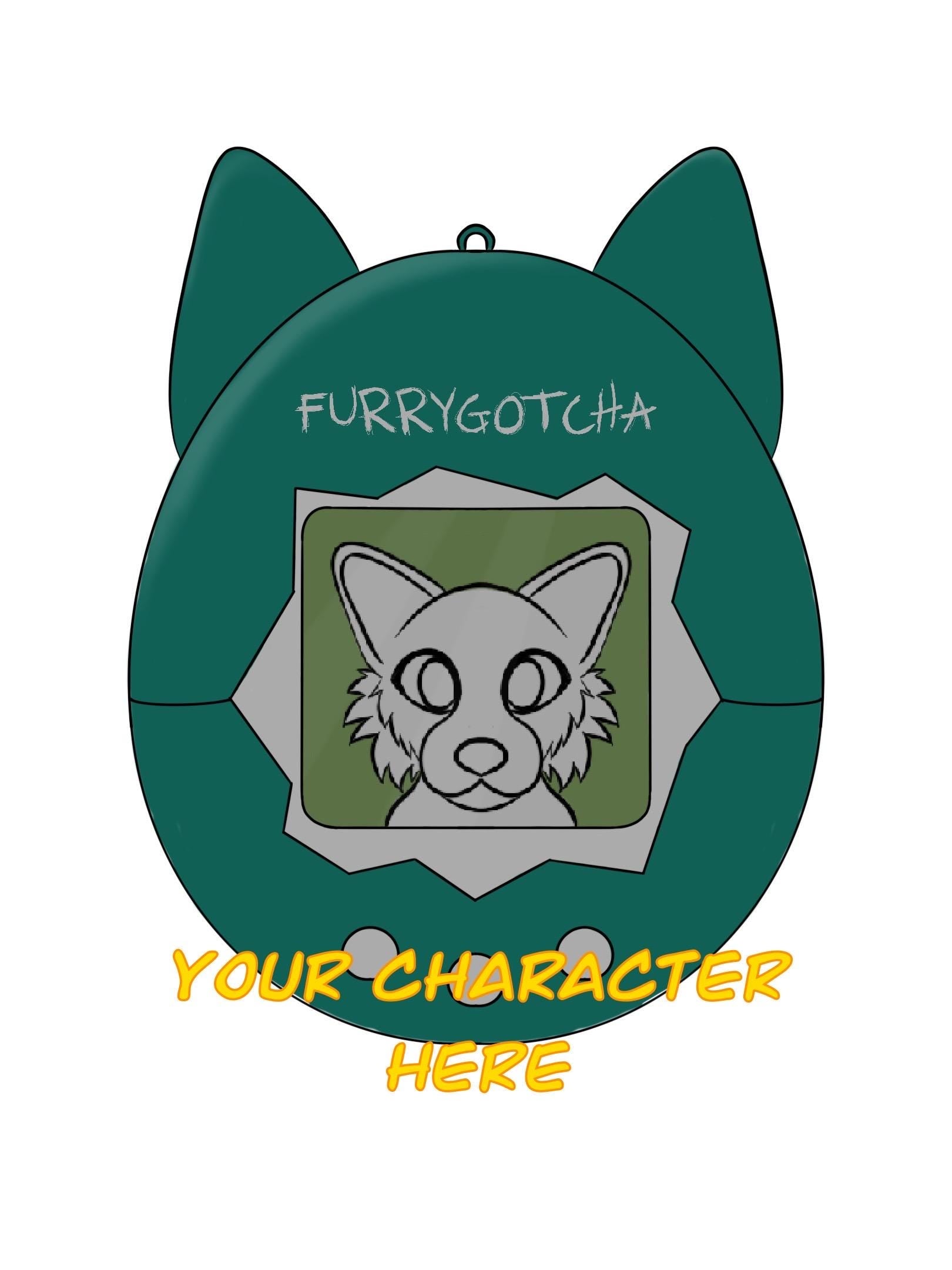 Custom Fursona Virtual Pet YCH Con Badge