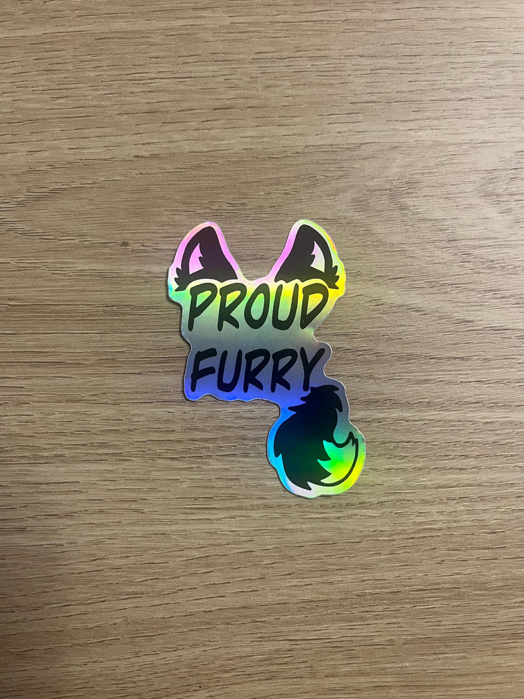 Proud Furry holographic sticker, furry, fursona, wolf fursona, 7cm